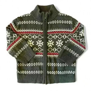 Cherokee sz 12mo baby/toddler winter holiday snowflake zip up cardigan sweater